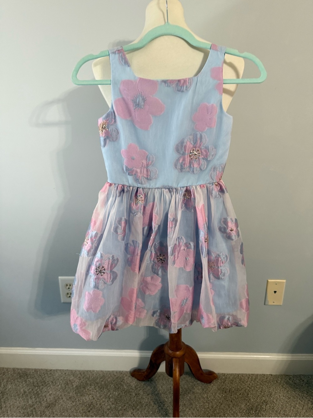 Rare Editions Light Blue & Pink Floral Dress